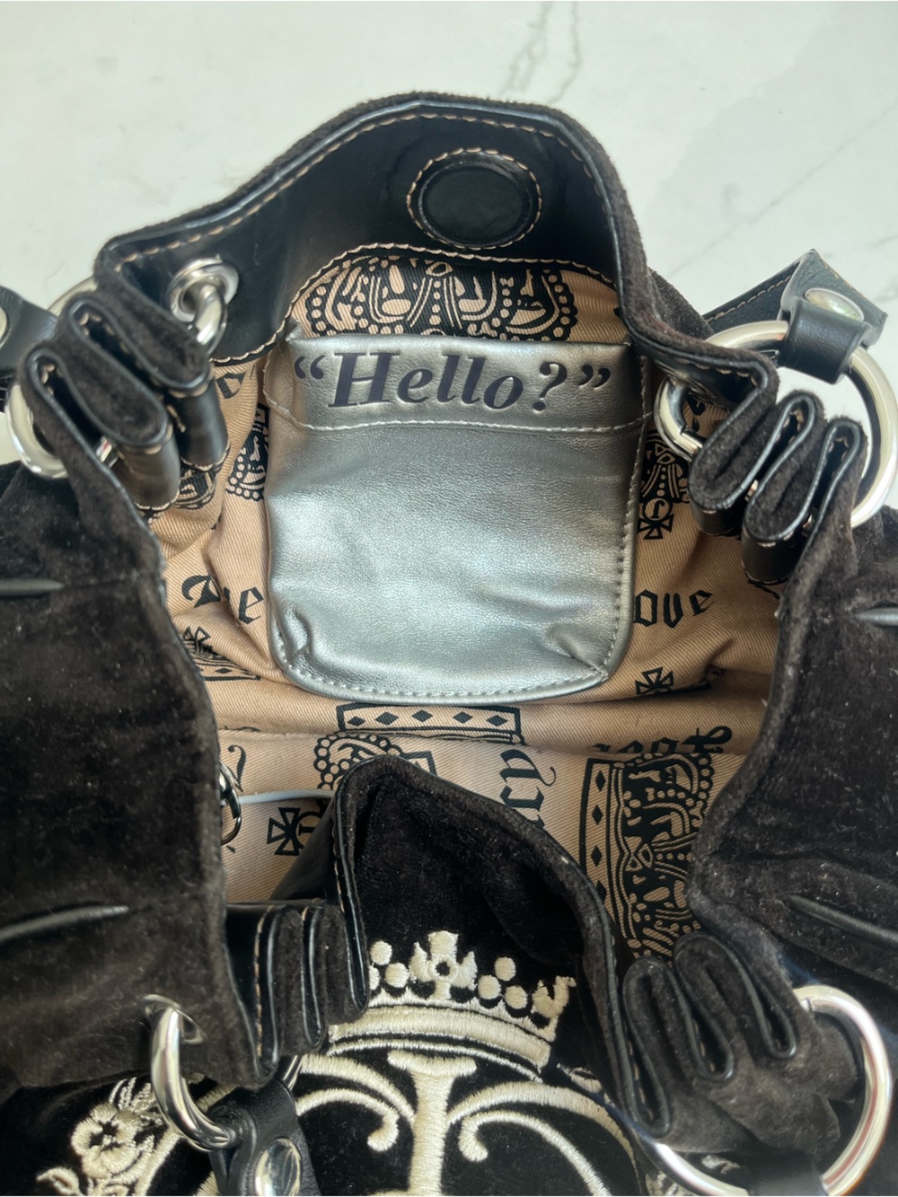 Vintage Juicy Couture Y2K Black Velour Bag - Picture 5 of 5